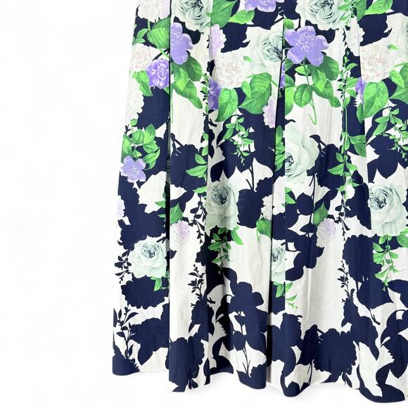 Talbots Floral Midi Dress - Navy, White, Purple, Green - Picture 8 of 8